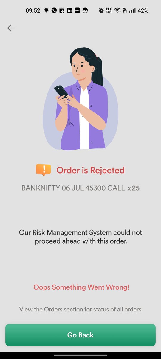 IshwarSinghNeg8's tweet photo. What is going on, have you stopped my profile to do trading today 03-july-2023. Unable to place the order. https://t.co/RvRw4Ot2zb