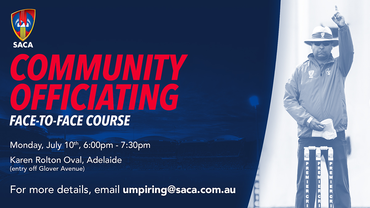 Ever thought about becoming an umpire?

We're looking for more umpires to join our great game and support community cricket in South Australia 🏏