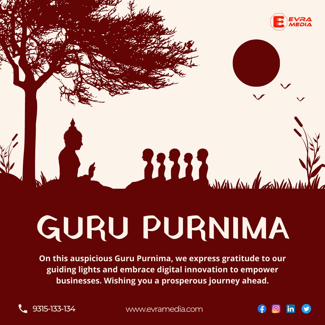 evra_media's tweet photo. Evra Media wishes you a Happy Guru Purnima!
.
.
Evra Media Pvt. Ltd.
.
#GuruPurnima #Gratitude #TeachersMatter #EvraMedia https://t.co/CDvylLotcM