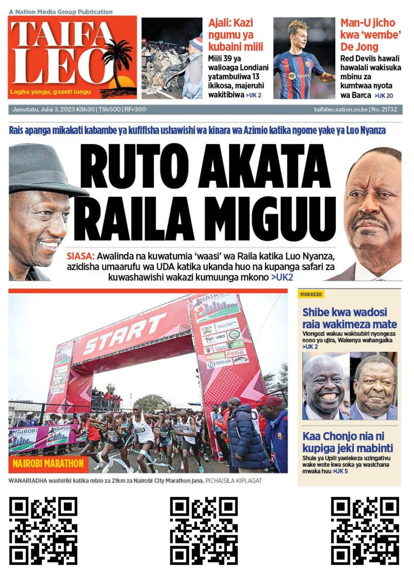 Joseph1Kamau's tweet photo. Headines. Grab your copy.
Daily Nation The Star Taifa Leo The Stardard https://t.co/McZ4ObObd8