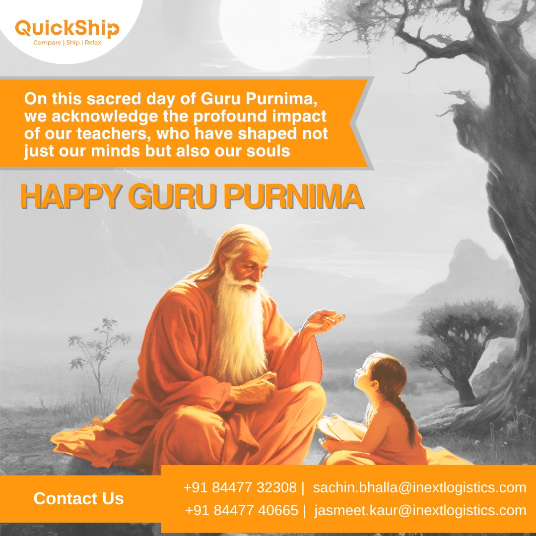 Quickship_'s tweet photo. Celebrating the wisdom and knowledge that propels us to deliver globally! Happy Guru Purnima! 🌟📦

Contact Us:
+91 84477 32308

Email Us:
sachin.bhalla@inextlogistics.com

Visit Us:
https://t.co/2rJMY5EFvz

#GuruPurnima #InternationalCourier #CourierExperts #CourierMentors https://t.co/lfxXLjvC9k
