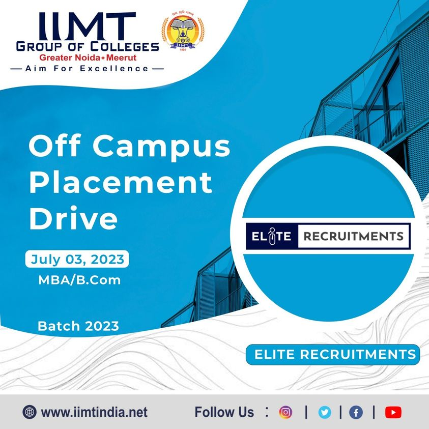 iimtnoida's tweet photo. Off campus placement drive for MBA/BCOM Batch - 2023 students.
Company: 'ELITE RECRUITMENTS'
Date: 3rd July 2023
https://t.co/UOh7RIbr6l
Call us: 9520886860
#IIMTIndia #iimtgroupofcolleges #BBA #BCA #BCOM #MBA #ManagementCollege
#bcomplacements #CampusRecruitment #admissionopen https://t.co/EkcGUH66aG