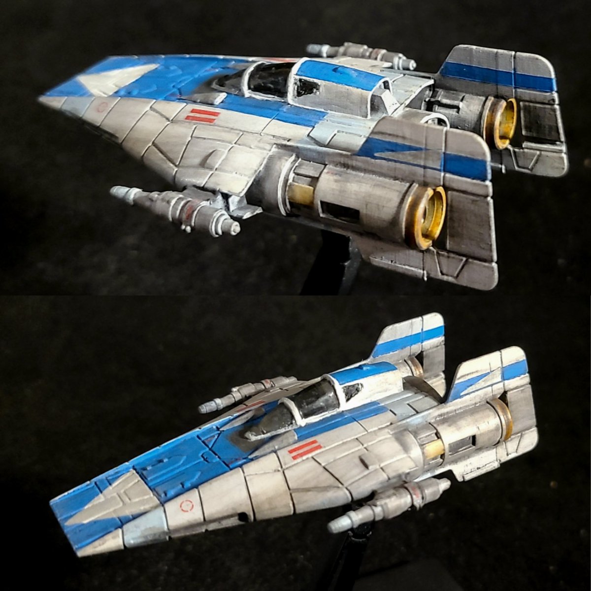 GregBoettcher5's tweet photo. A-wing starfighter. 1:72 scale. 3D resin printed. In the concept art color from #RalphMcQuarrie. #StarWars #awingstarfighter #conceptart #starwarsmodels #archivexpaints #Anycubic #sunluresin #bluesquad. #redwhiteandblue https://t.co/wzcL8k9XMV