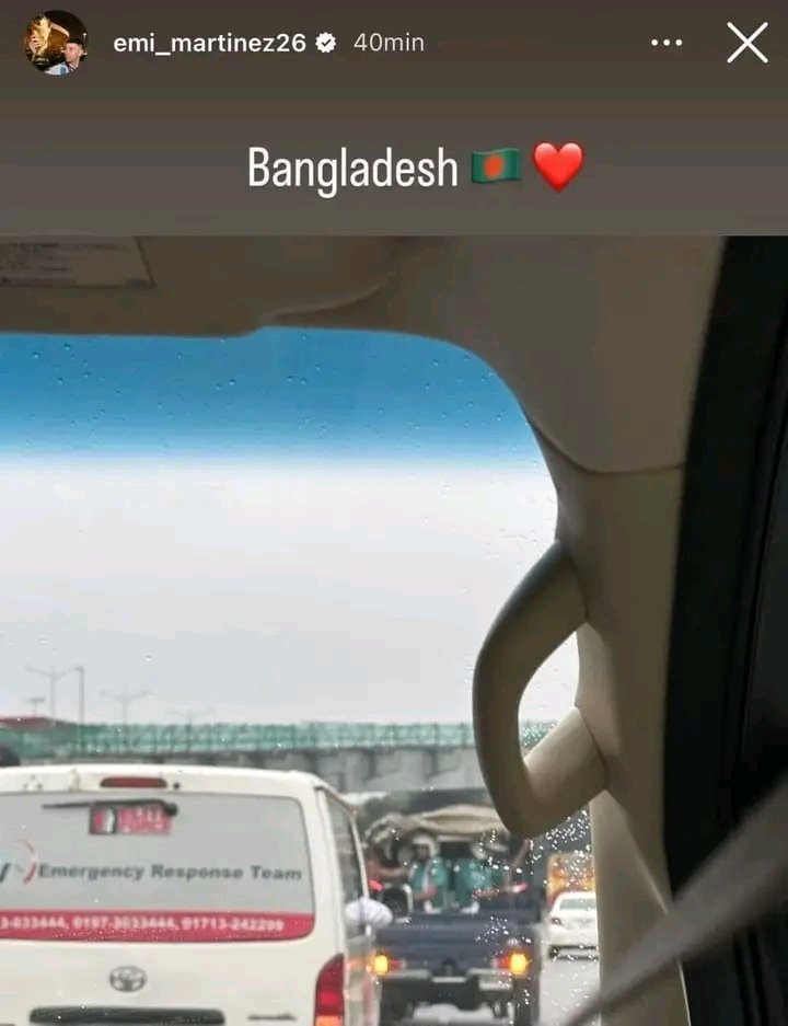 FreelancerBasar's tweet photo. → বাংলাদেশে পৌঁছেছেন এমি মার্টিনেজ
→ বাংলাদেশে এসে গেছেন বাজপাখি খ্যাত আর্জেন্টিনার বিশ্বকাপজয়ী গোলরক্ষক এমিলিয়ানো মার্টিনেজ। সকাল ৫.১০ মিনিটে ��াকায় পৌঁছান তিনি 💚
→ বাংলাদেশ এ আপনাকে স্বাগতম এমি 🇧🇩🤝🇦🇷

 The man responsible for so many people's happiness in 🇧🇩 is at Dhaka. https://t.co/8jqBheChsh