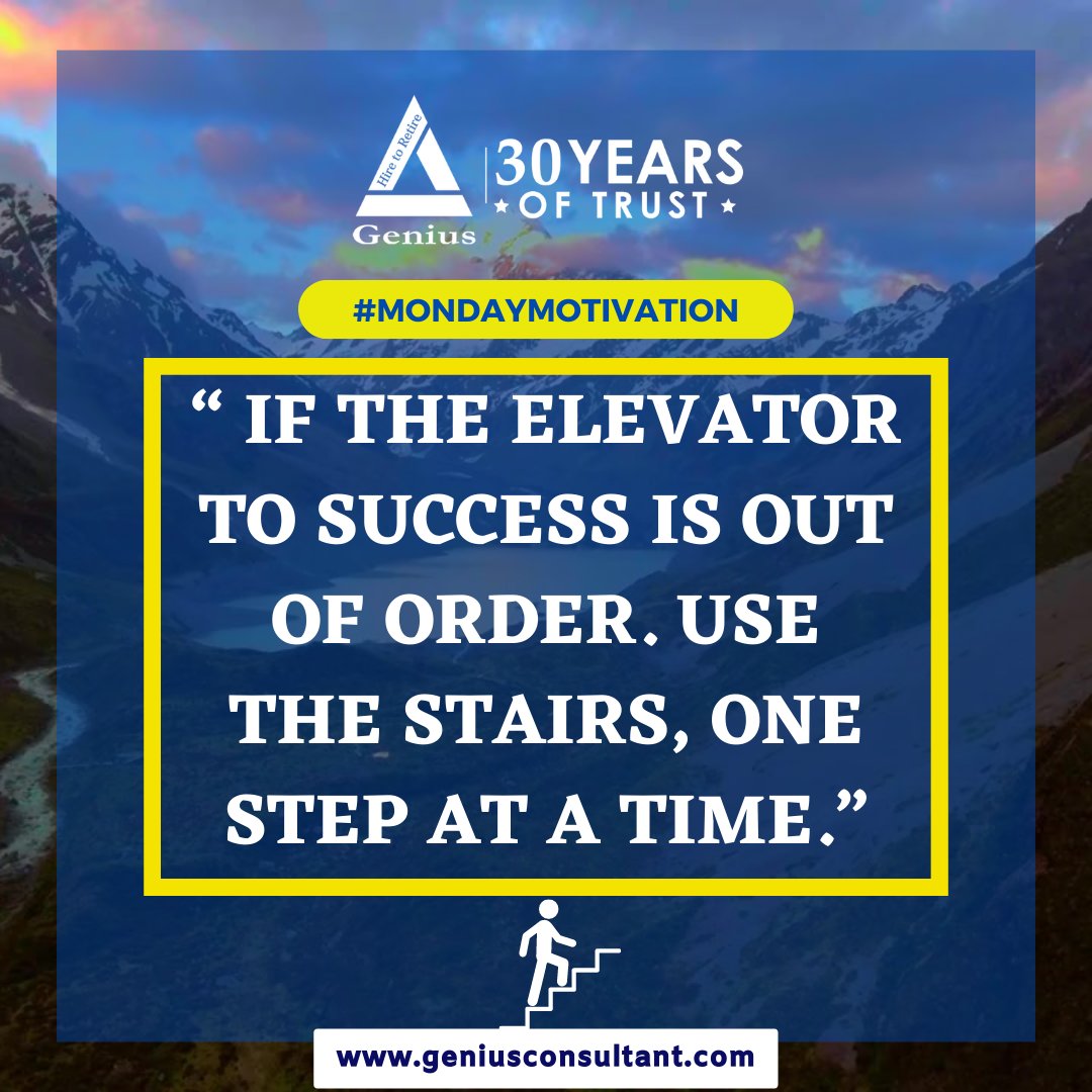 GeniusHRTechLtd's tweet image. The elevator to success is out of order, but that won&apos;t stop! Embrace the challenge and take the stairs, one step at a time. 💪✨ No shortcuts, just hard work, perseverance, and determination. Let&apos;s conquer goals together! 
 #SuccessInProgress #GeniusConsultantsLtd
