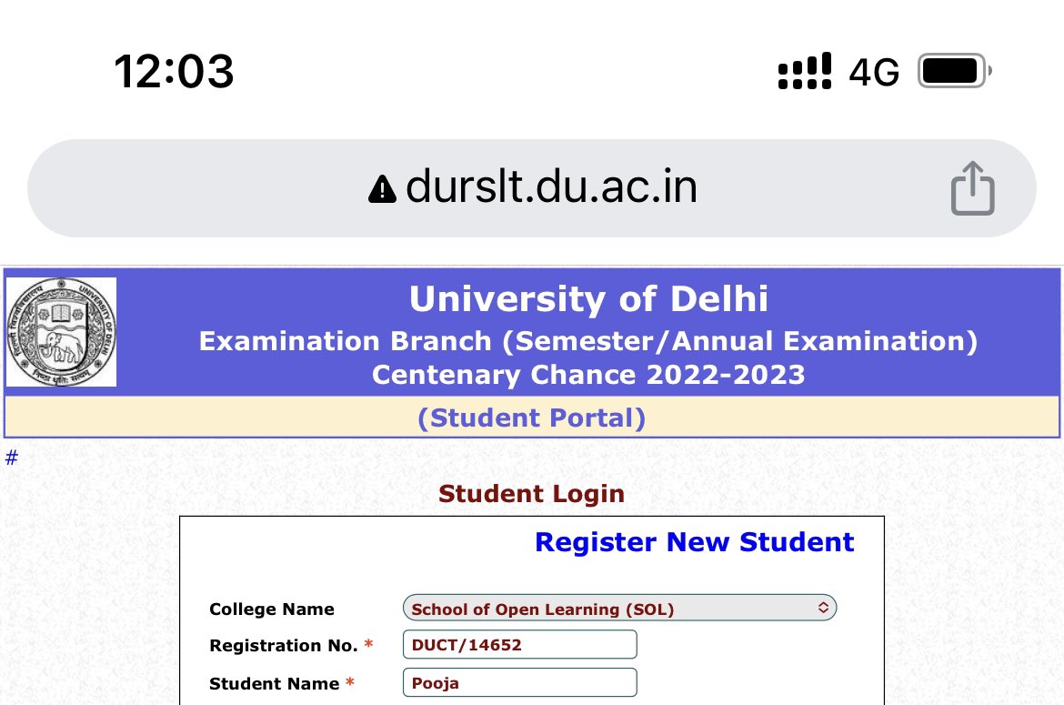 Pooja_np08's tweet photo. @Dusolexam @Delhiuniversit @DG_NTA @UnivofDelhi @AllDUNews @DUSUofficial @ugc_india @EduMinOfIndia @SolLatestUpdate Sir mine is showing error can u please assist https://t.co/be1Z4IIejb