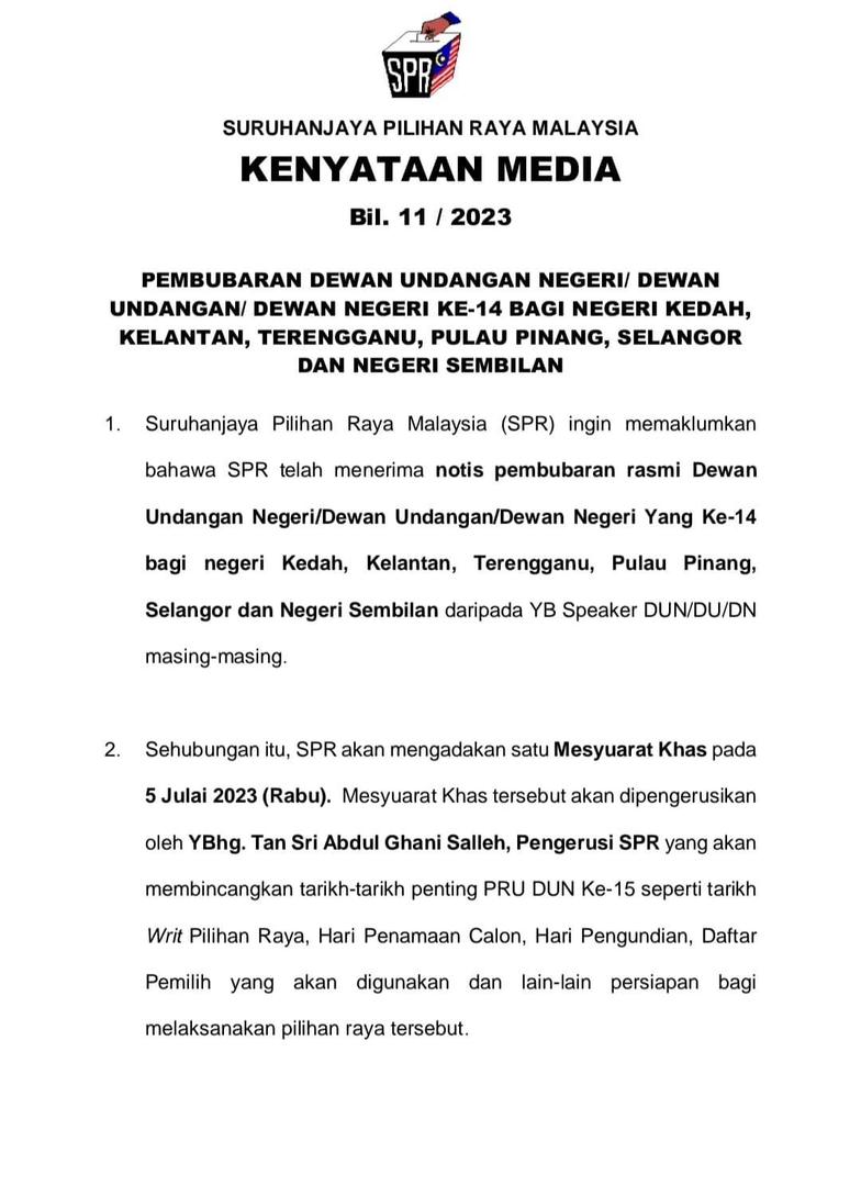 MUDAxSelangor's tweet photo. Suruhanjaya Pilihan Raya Malaysia (SPR) akan mengumumkan tarikh dan calon-calon untuk PRN Dun ke-15 pada hari Rabu, 5 Julai 2023.
#PRNDUN15 #PartiMUDA #Politikbaru https://t.co/iusyeSJxlD