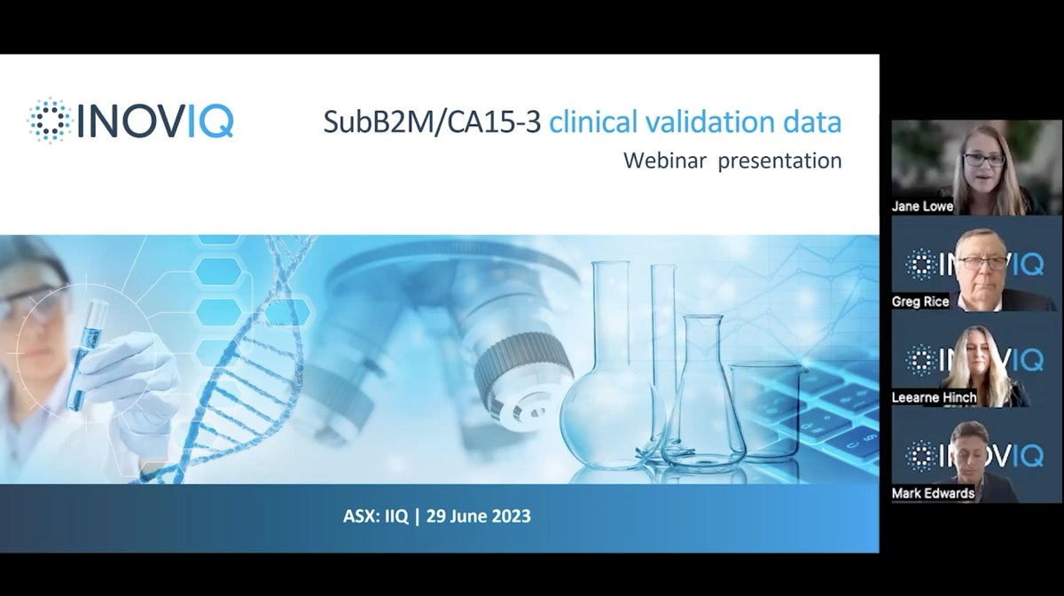 INOVIQLtd's tweet photo. .@INOVIQLtd has released a recording of our Investor Webinar briefing, which we held following the release of outstanding clinical data for our SubB2M/CA15-3 test for breast cancer monitoring. Watch here: https://t.co/A7HuvYBqwk
$IIQ #SubB2M #breastcancer #diagnostics https://t.co/shdUqd08mF