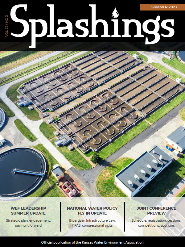 The summer issue of Splashings covers WEF updates, National Water Policy Fly-in recap, member spotlights, industry resources, student poster competition, and a full preview of the upcoming joint annual conference.

kwea.net/splashings.html