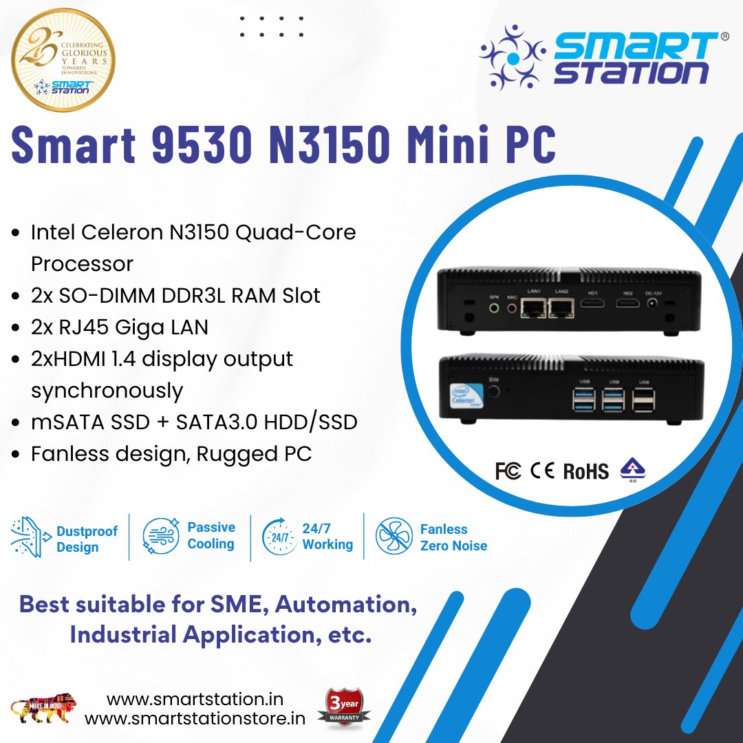 SmartStation11's tweet image. #SMARTSTATION Smart 9530 N3150 Mini PC

For Detail Specifications visit:
smartstation.in/smart9530n3160…

#MiniPC #quadcore #intel #tinycomputer #MiniDesktop #computer #desktop #minicomputer #smallpocket #Industrialapplication #corporate #educartion #Automation #CompactComputing #MicroPC