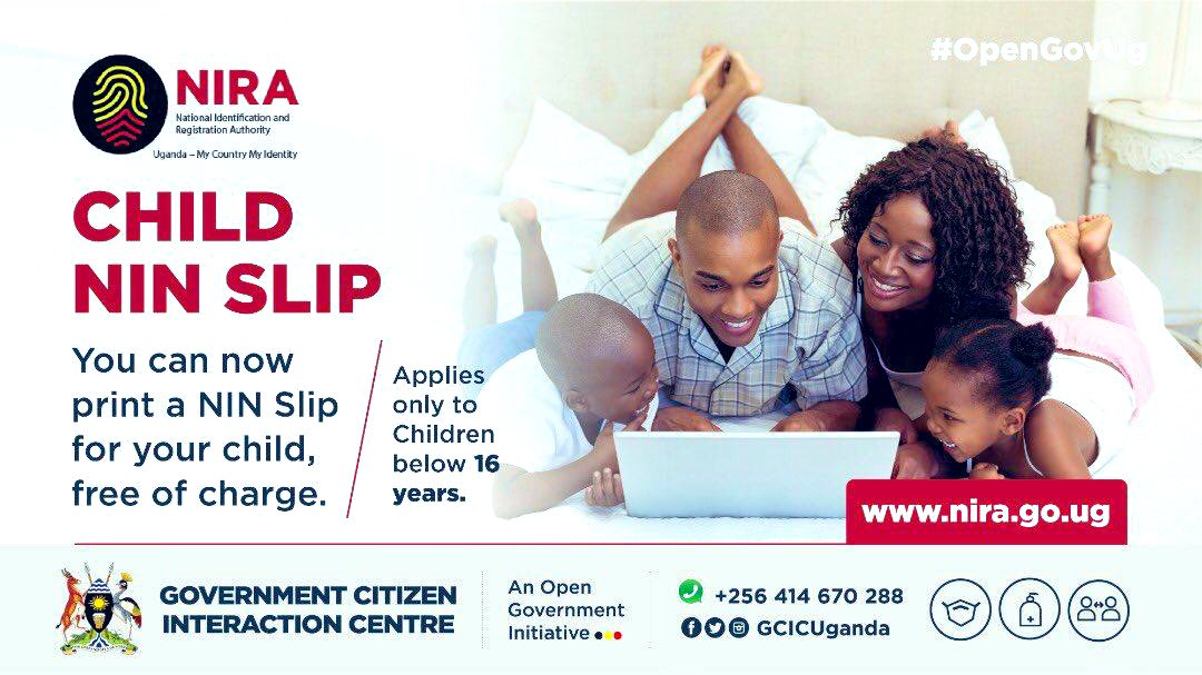 NIRA_Ug's tweet photo. We shall then proceed to produce a NIN for the child’s application, which can be retrieved online from our website, https://t.co/PhV76hRcTs including a print out of the #NINSlip https://t.co/BLmpoEOxJj