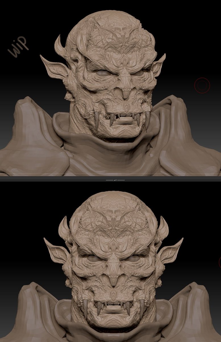 Artamito's tweet photo. Hi guys, 
WIP of my recent project. 
What should I name it?
.
#zbrush #zbtushart #monster #orc #WarhammerCommunity #WIP #wipart #3dart #3dcharacter #digitalart #reptilian https://t.co/3BTEotGGXn