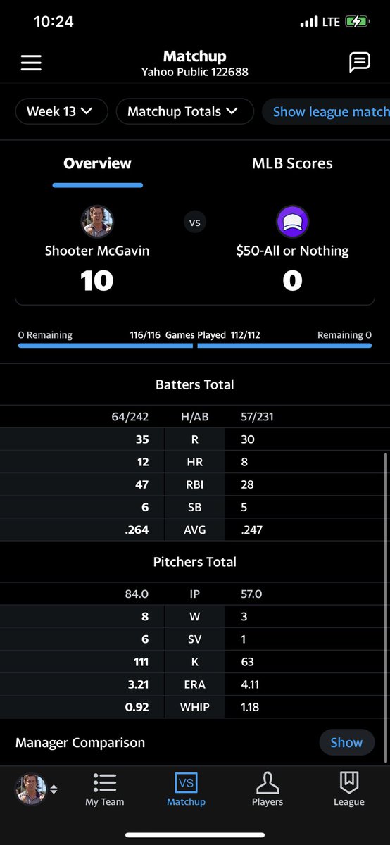 NFTLongbottom's tweet photo. My first time sweeping a week in fantasy baseball. https://t.co/N7riIlR1n5