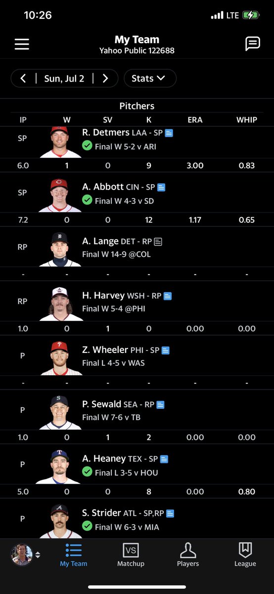 NFTLongbottom's tweet photo. My first time sweeping a week in fantasy baseball. https://t.co/N7riIlR1n5
