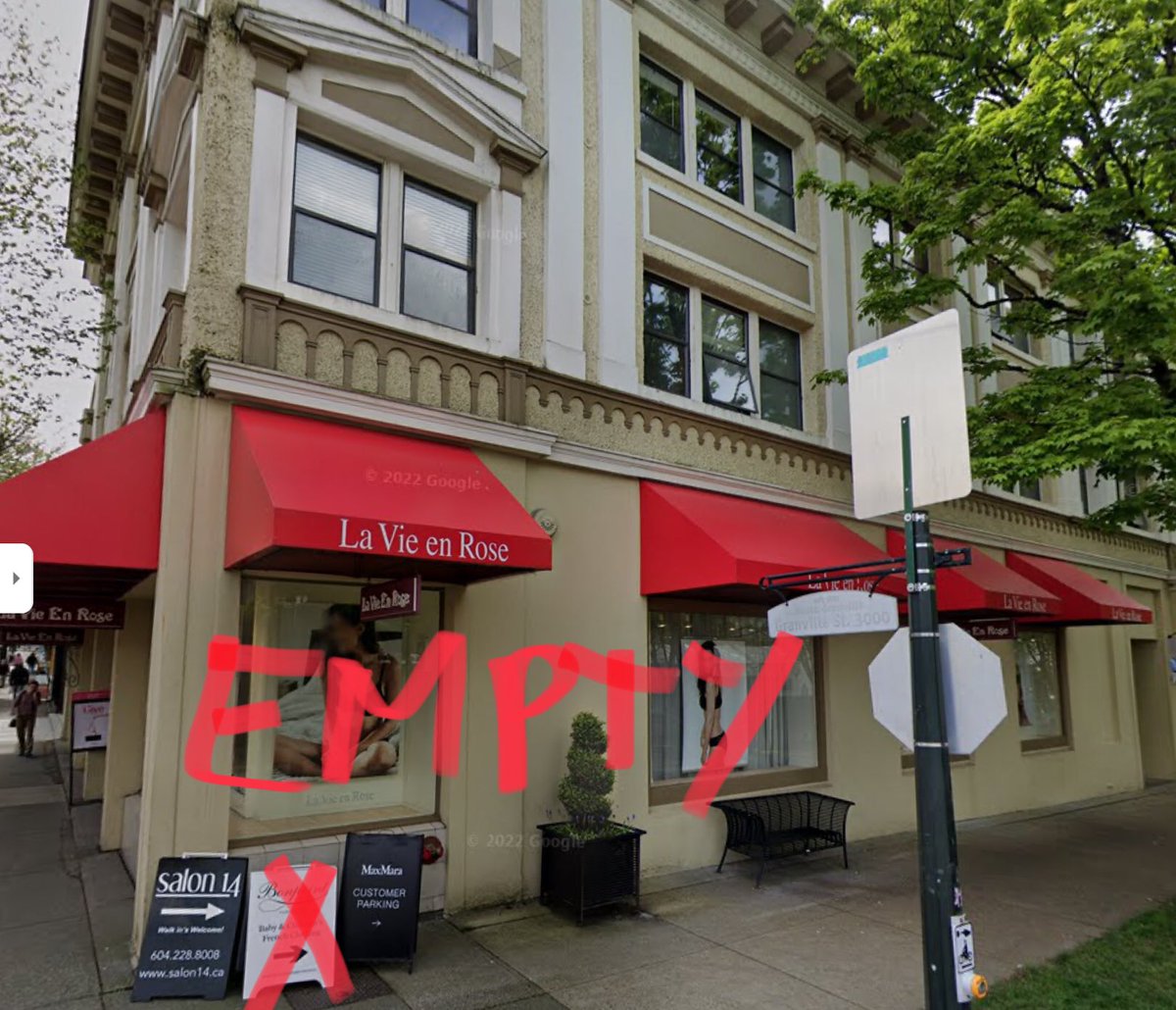 juliamarblefaun's tweet image. Another 2 gone in S Granville. 
Will not miss those red awnings (and with that paint colour?? 🤢)
#VanRE #Retail #CommercialRE