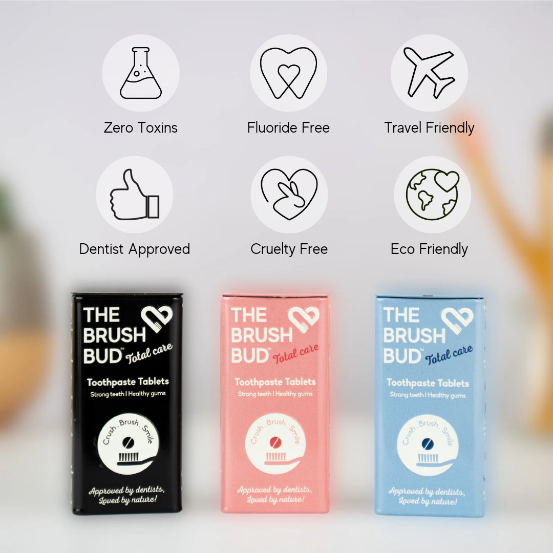 TheBrushBud's tweet photo. Taking dental care to the next level with The Brush Bud's Toothpaste Tablets! 🦷💫 

Join the oral care revolution today, shop now! ✨🌱 

#toothpastetablets #happysmiles #mintyfresh #healthyteeth #travelfriendly #dentistapproved https://t.co/kuEmkT3d8z