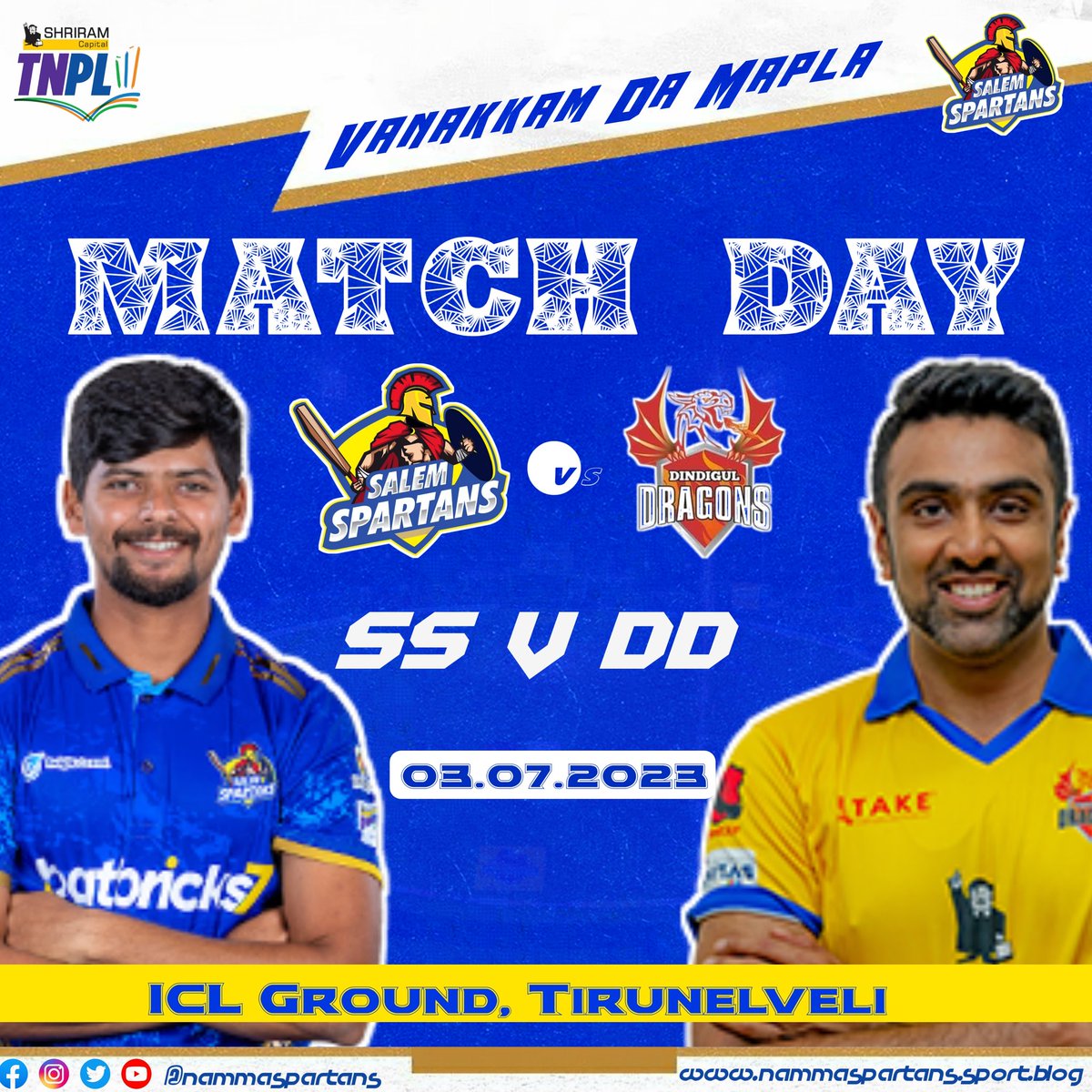 nammaspartans's tweet photo. Match Day #SSvDD Get ready Maaplais
#Salem #SalemSpartans #spartans #salemcricketfoundation #salemcricketstadium #NammaSpartans #VanakkamDaMapla #BleedBlue #HeavenlyAbode #TNPL2023 @tnpremierleague #matchday #SSvsDD @SpartansSalem https://t.co/m6oDK6iTZ9