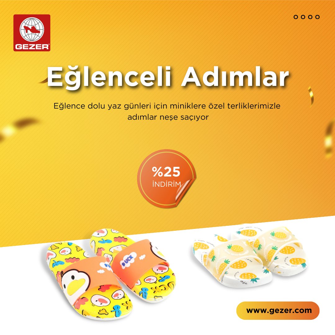 Gezer_Ayakkabi's tweet image. Yazın enerjisi minik adımlarda canlanıyor!

#GezerAyakkabı #gezerterlik #braveman #çocukgiyim #terlik #ayakkabı #shoes #slippers #moda #YazŞıklığı #HerAdımdaMutluluk