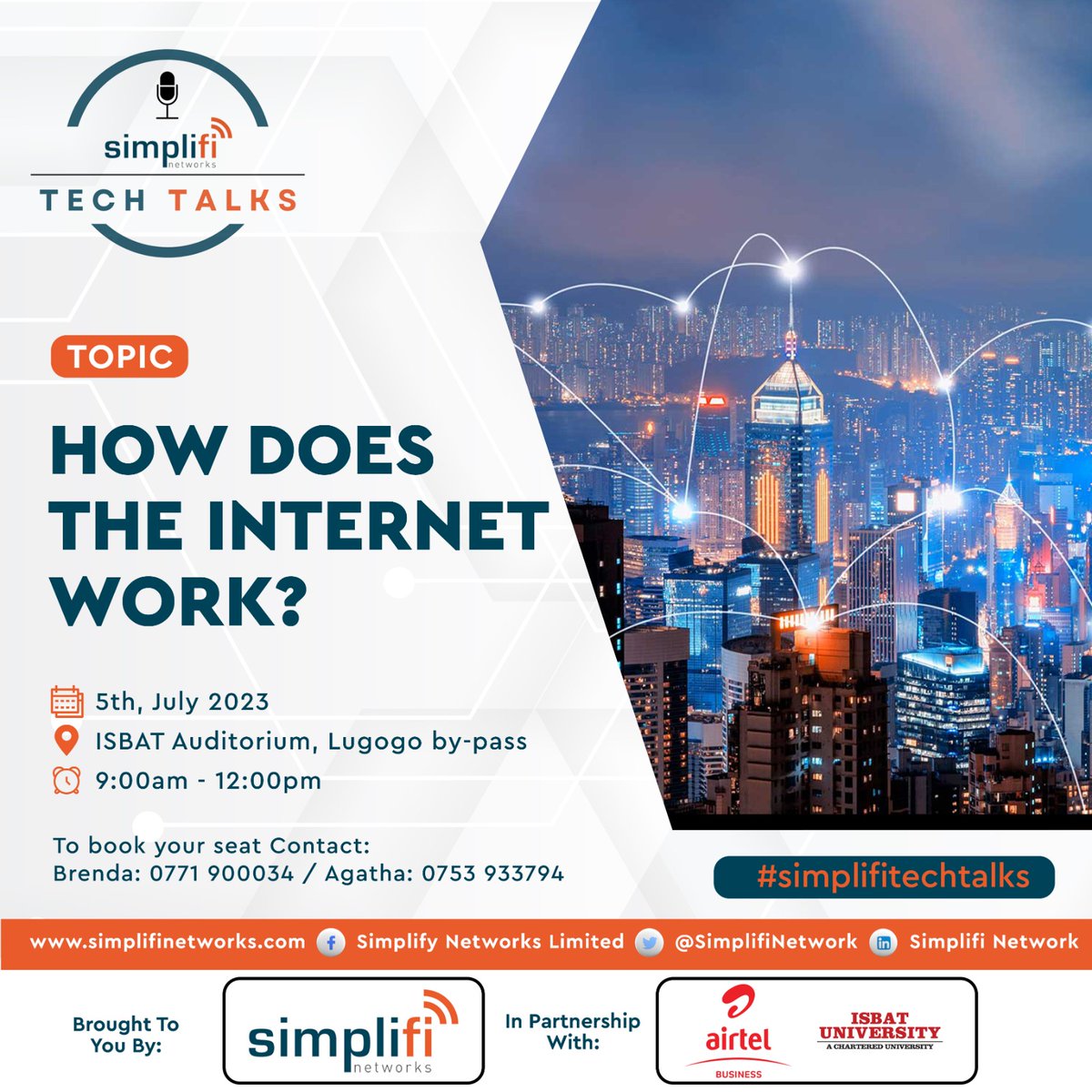 SimplifiNetwork's tweet photo. Good morning🌅, Are you ready?
#Countdown 2 days to go.
When :5th July 2023
Where :@isbatkampala
Time :9:00am-12:00am
All your queries on how internet works will be answered.
@AirtelBusinessU
@ken_stober
@AllanSean1
#simplifitechtalks
#newtechnologies
#technologicalsolutions https://t.co/94mOhkWg4p