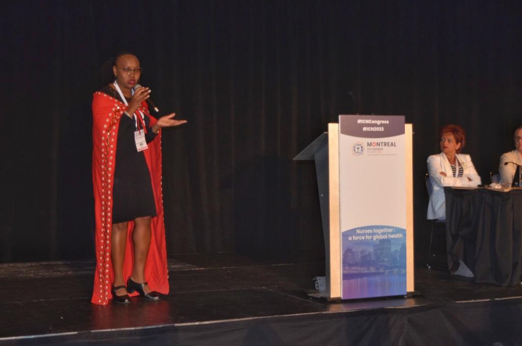 NCKenya's tweet photo. Regulatory reforms are crucial to shaping a robust &amp; sustainable nursing workforce that can effectively address future challenges in healthcare- Registrar/CEO @EdnaTallam during #ICNCongress main session: Driving the professional practice of nursing through regulation &amp; education https://t.co/FT8Bub6jtV