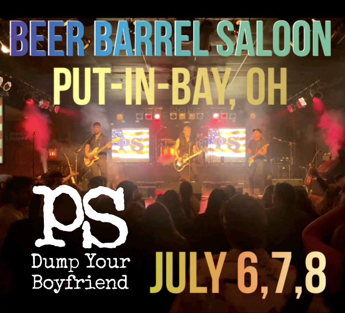 This weekend!! 3 nights back at the Beer Barrel Saloon in Put-In-Bay OH!! #pib #putinbay #putinbayohio #putinbayisland #beerbarrelsaloon  #psdyb #psdumpyourboyfriend #pfreakshow #pfreakshowband #livebands #thisweekend #livemusic #goodtimes #greattime 
#party #itsaparty