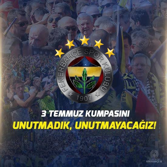 #3Temmuz 
#3TemmuzuUnutmadık 
Dar ağacında olsak bile son sözümüz Fenerbahçe 💛💙