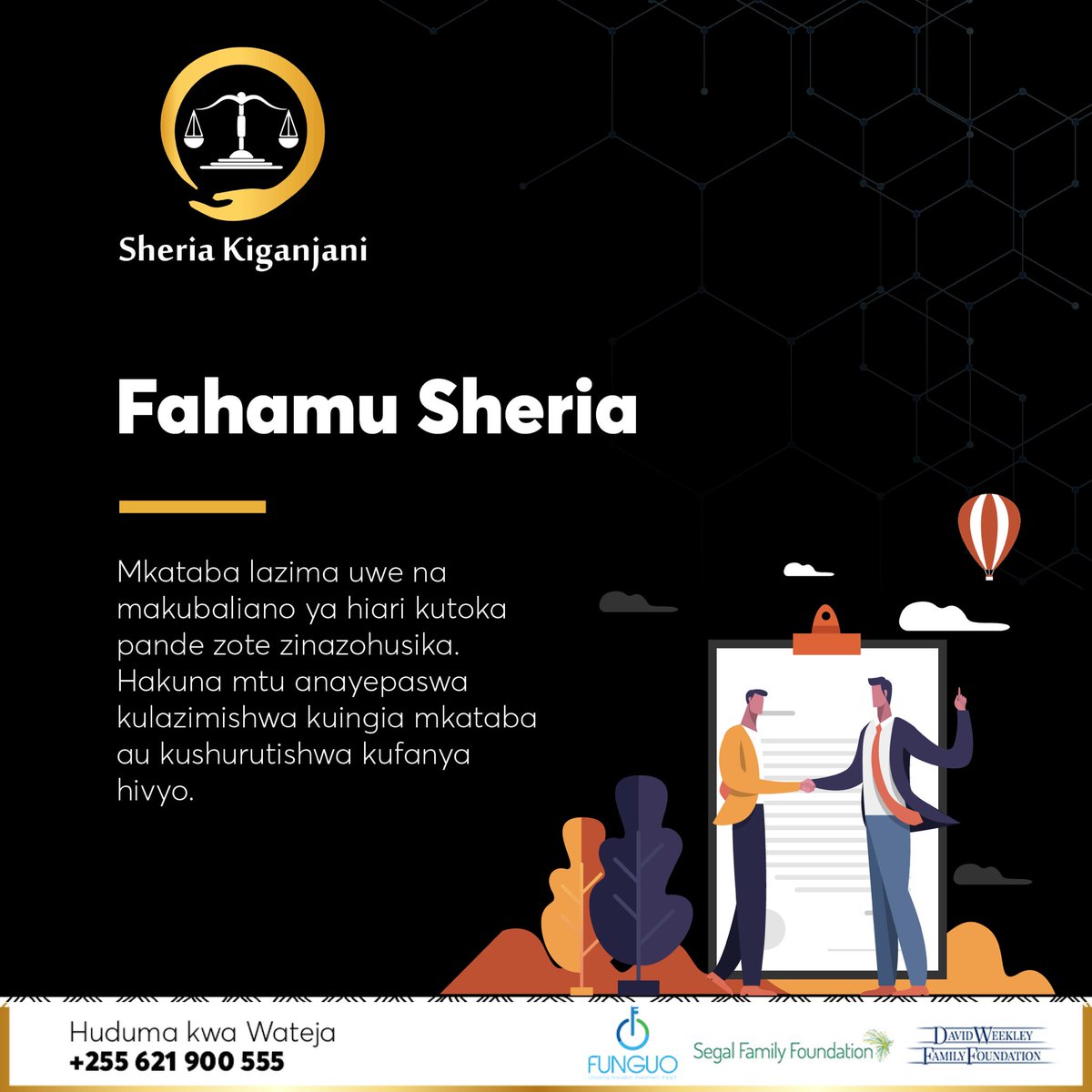 SheriaKiganjani's tweet photo. FAHAMU SHERIA ya Jumatatu hii ni kutoka Sheria ya Mikataba, Kifungu cha 14.
#sheriakiganjaniapp #sheriakiganjani #ulizawakili #legaltech #legalgurus #fahamusheria #mikataba #sheriayamikataba #makubaliano #hiari https://t.co/fM0zgs3HP5