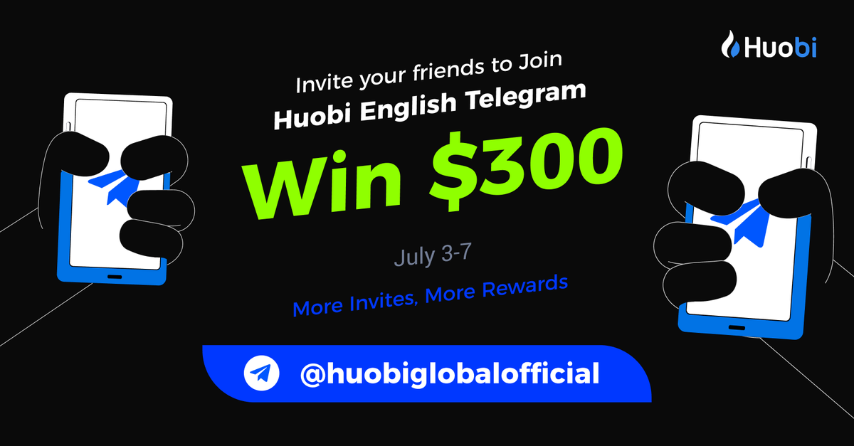 HTXCommunity's tweet photo. Invite friends to Join #Huobi English Telegram
💰$300 #Giveaway  

✅Follow @HuobiCommunity
❤️RT + like
🙋‍♀️Invite friends to join https://t.co/04q9gXFeJW
 ↪️ Forward the event to a #blockchain TG group

Submit UID: https://t.co/WoLHbywfgn https://t.co/alKc9sGsnx