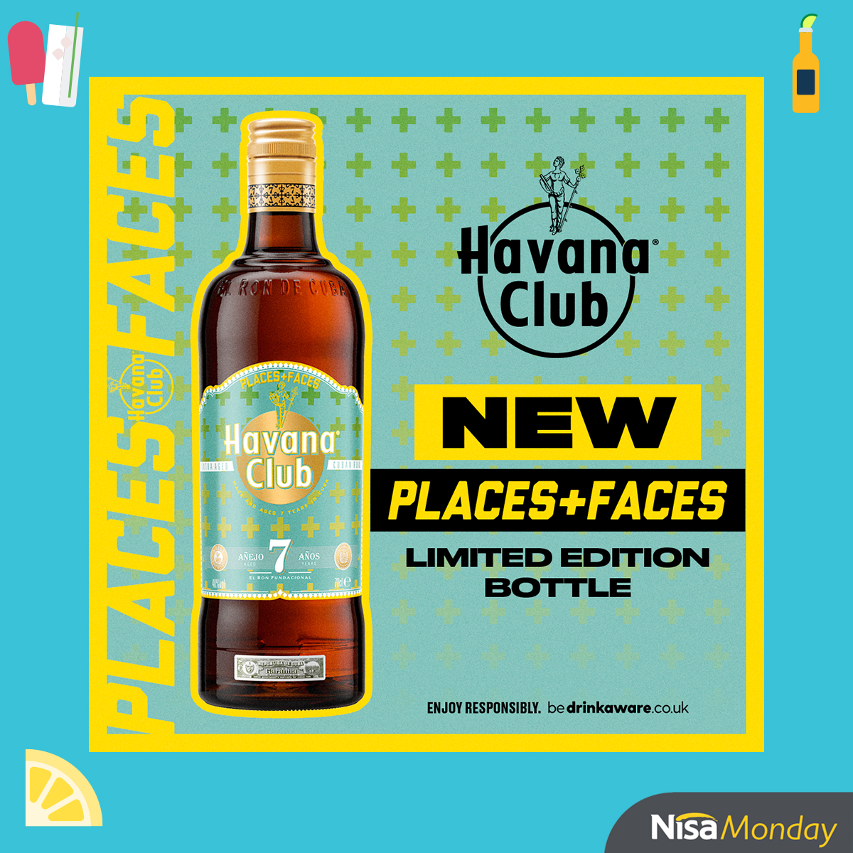 WIN with Havana Club this #NisaMonday! We’ve teamed up with streetwear brand Places + Faces to create this iconic Havana Club 7YO Limited edition bottle. 

RT+FOLLOW for your chance to WIN a limited-edition bottle! 

T&amp;C's: spr.ly/6017PE8vX
Closes: 09/07/23