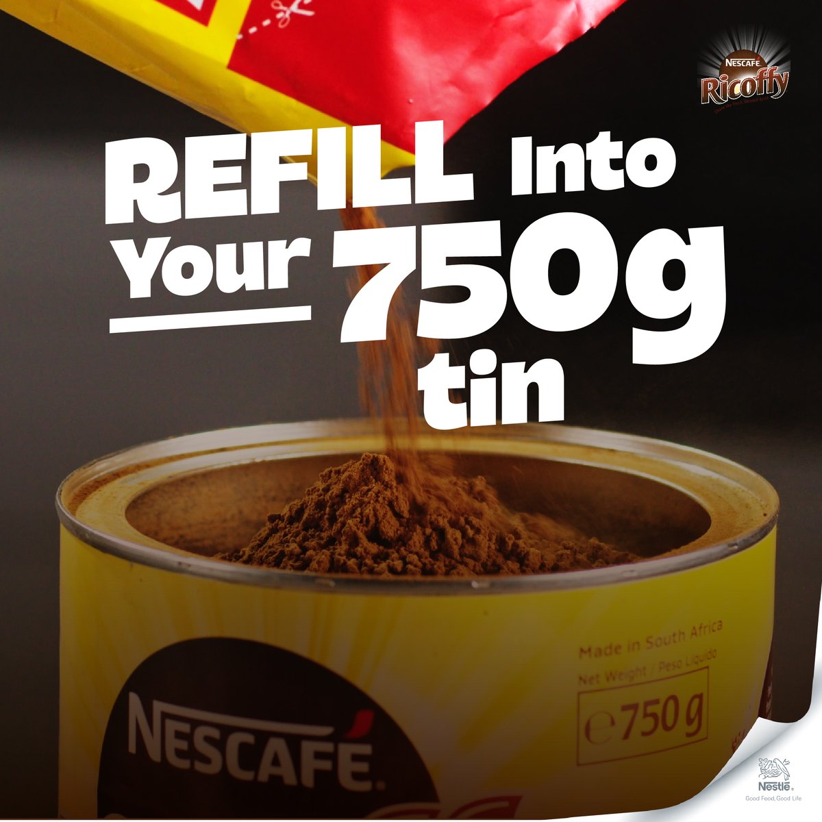 NescafeRicoffy's tweet image. When months get long, moments with your cup shouldn’t be cut short. So, get 50g extra with the new NESCAFÉ RICOFFY 800g Value Refill pack
#NescafeRicoffy800g
#50gExtra #MoreValue