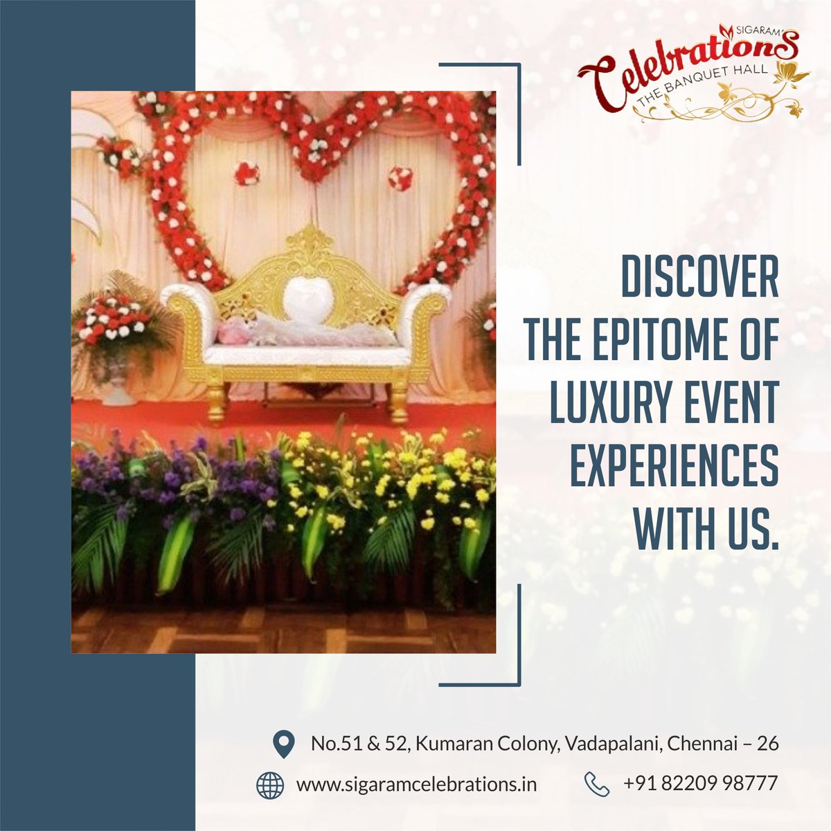 CsBanquethall's tweet photo. Discover the Epitome of Luxury Event Experience with us.

Set an appointment with Sigaram Celebrations The Banquet Hall for your Big Day.

Call us in 8220998777 to make your special day healthy and
memorable or visit https://t.co/c24PeJNah2

#SigaramCelebrationsBanquetHall https://t.co/ot6412kfZR