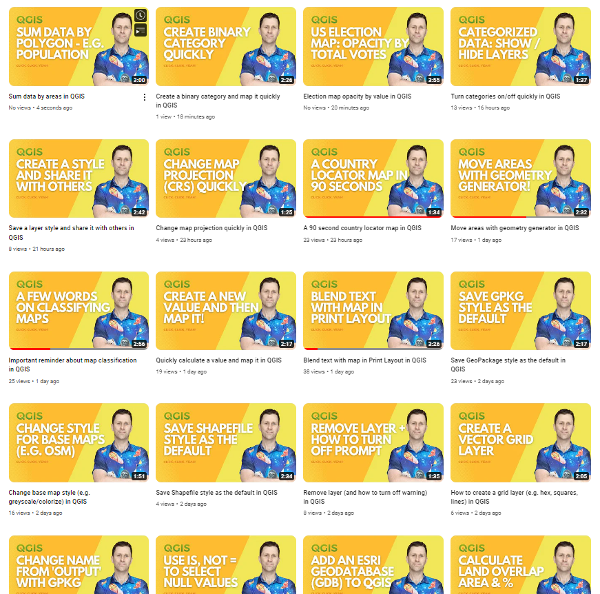 110 QGIS videos and one bad shirt on the channel now, including:

- how to get data from that web map 
- summing populations  by area
- change map opacity by population value
- blend text with map in print layout
- calculate area overlap %
- glowing lines

youtube.com/@automaticknow…