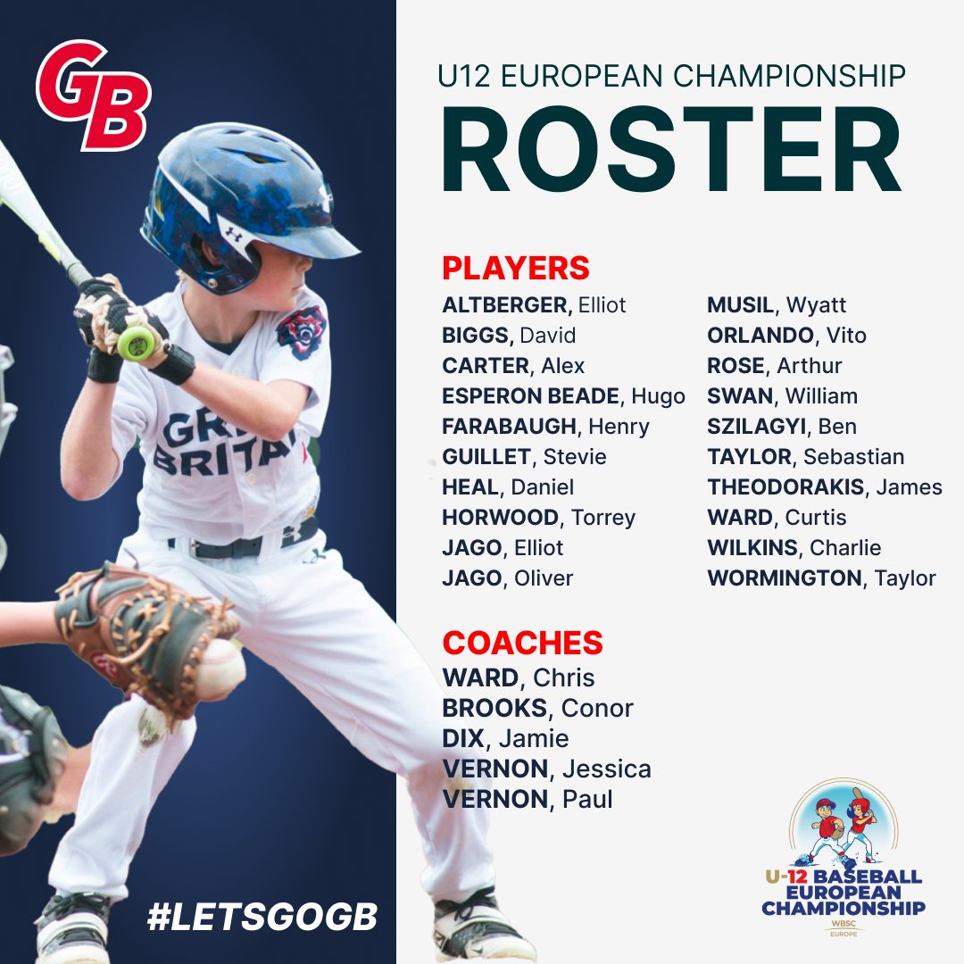 Congratulations to the Great Britain U12 National Baseball Team. On their way to Valenciennes, France to compete for a <a href="/wbsceurope/">⚾🥎🖐 WBSC Europe</a> European Championship this week.

Wishing our best to skipper, <a href="/FreeReinUK/">Chris Ward</a> &amp; staff. Have fun! #fearless #selfless #relentless 

🇬🇧⚾️🦁
#LetsGoGB