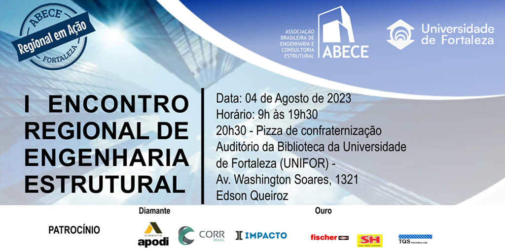 ABECE_ABECE's tweet photo. A ABECE,por intermédio da Regional Fortaleza, e a Unifor-Universidade de Fortaleza promovem,em 4/8, o I Encontro Regional de Engenharia Estrutural.Renomados especialistas estão confirmados p/ o evento, que traz palestras sobre desafios e soluções: https://t.co/9XdqHgDaLW. https://t.co/pDdkRKXygu