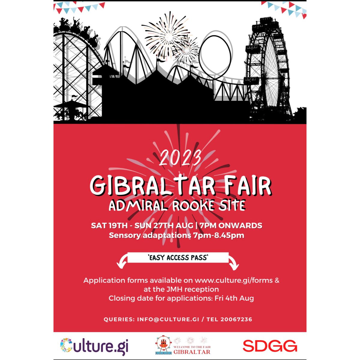 Gibraltar Fair 2023 – Sat 19th to Sun 27th Aug 2023 Sensory adaptations will be available from 7pm to 8.45pm, during which period lights will be switched off and sound minimised. Click here for further details: culture.gi/news/gibraltar…