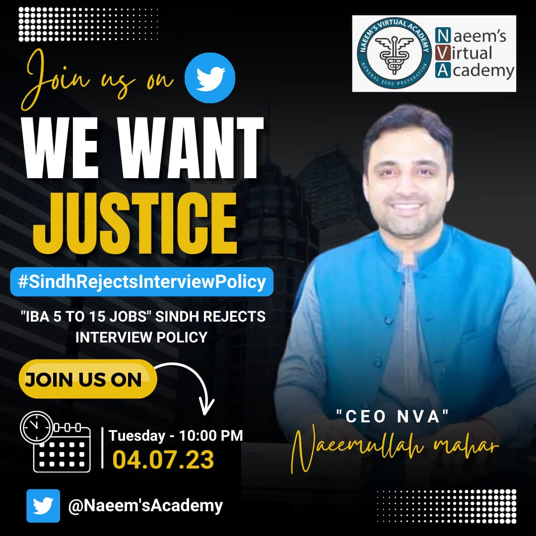 NaeemsAcademy's tweet photo. #SindhRejectsInterviewPolicy Let's make it top trend, Tuesday 4 July:  10 AM https://t.co/8IPi4xId8y