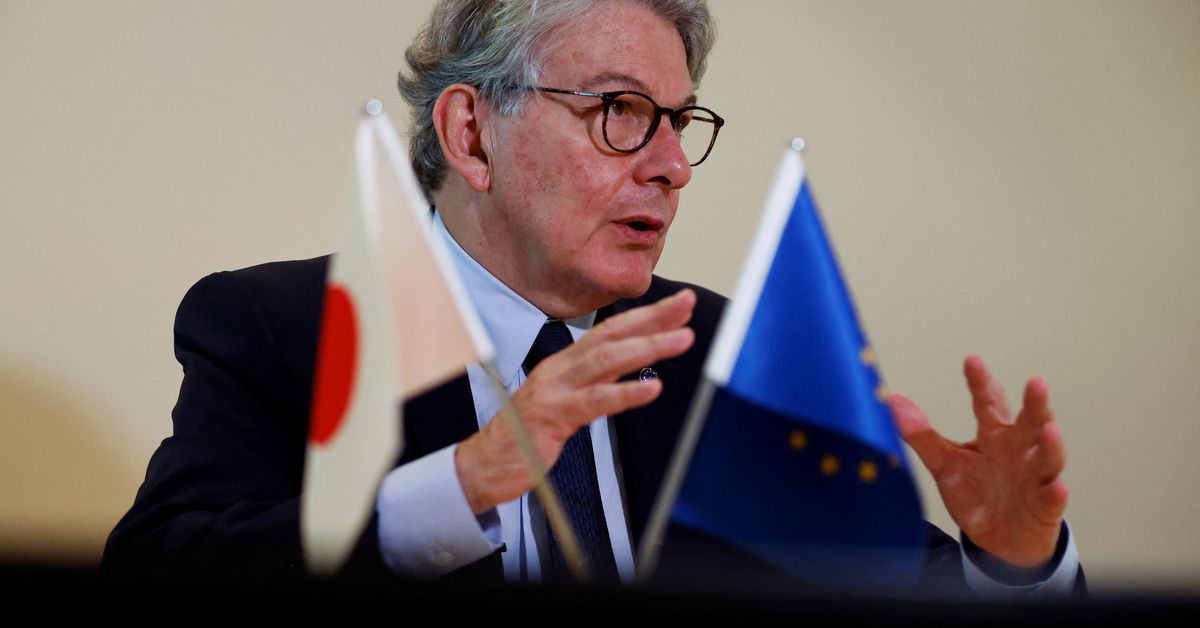 Reuters's tweet photo. EU, Japan to deepen chip cooperation - Breton https://t.co/nC74QsWM04 https://t.co/qt901dhpjI
