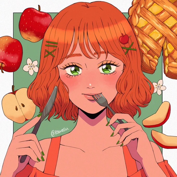 アップルパイ #イラスト #illustration #創作