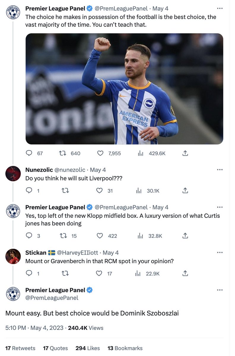PremLeaguePanel's tweet photo. MacAllister-Szoboszlai LCM-RCM partnership. Vision complete @LFC 🤝 https://t.co/IYIA4urNt8