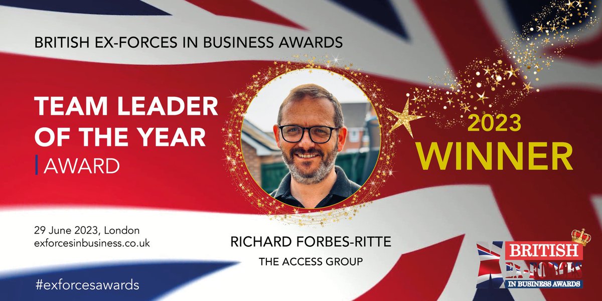 TheAccessGroup's tweet photo. Congratulations to our colleague Richard Forbes-Ritte for winning the Team Leader of the Year Award at The British Ex-Forces in Business Awards last week! What an incredible achievement and so very well deserved 🏆

Find out more: https://t.co/819PGb1kNF

#ExForcesAwards https://t.co/Cpgk8XBNGY