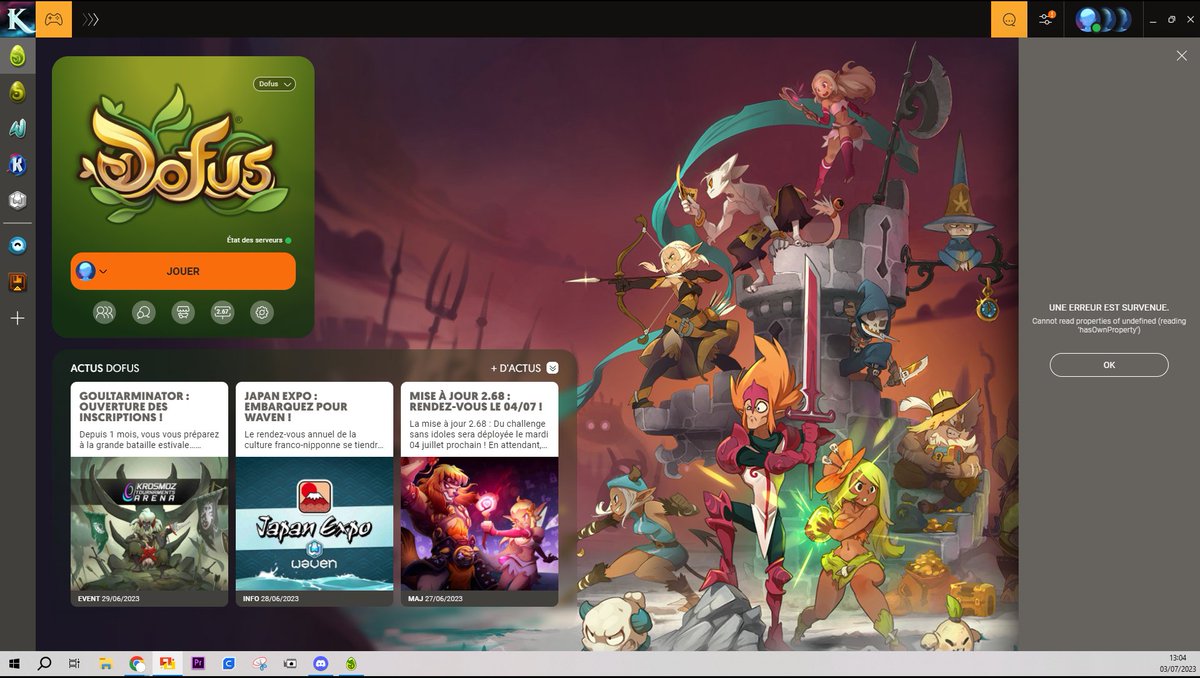 eart_team's tweet photo. hey @DOFUSfr  @__logan_  impossible de connecter plusieurs compte via le launcher ça met une erreur est survenue  merci d'avance https://t.co/ZxFUrZzU2o