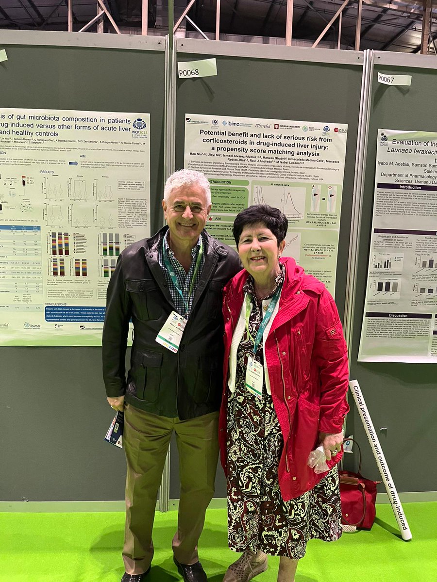 The founders & coordinators of the #SpanishDILIRegistry, Raúl J. Andrade & MI Lucena, presenting posters of our group in Glasgow #WCP2023 #gutmicrobiota #corticosteroids #DILI