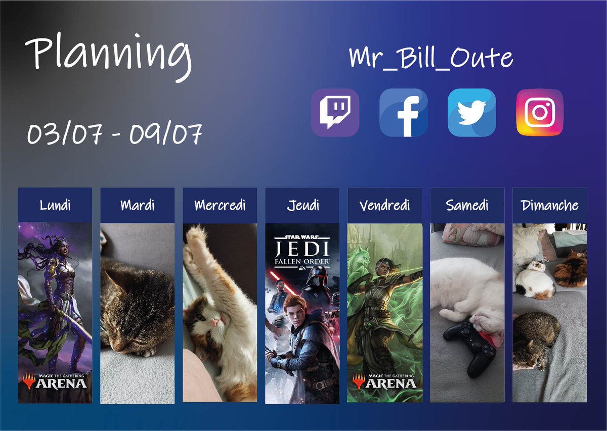 Mr_Bill_Oute's tweet photo. Hello #légonz!
Et voici le #planning de la semaine ! On prend les mêmes et on recommence! Evidemment les streams moto ne sont pas programmés donc stay tune!
#Débizous!
#twitchstreamer #frenchstream #frencstreamer #mtgaddicts #MTGArena #swjfo #Bikers #moto #rider https://t.co/XXjBU17odZ