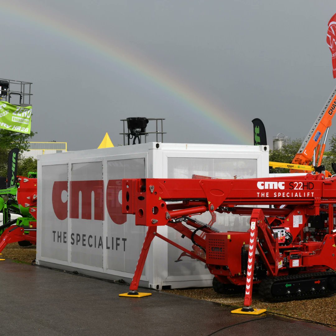 We were so lucky with the weather over the two days with only some rain, considering the weather forecast we were pretty happy with that. A great shot of the rainbow over the CMC stand 🌈 #exhibit #machinery #equipment #rainbow #tradeshow #exhibition #access #lift #platform