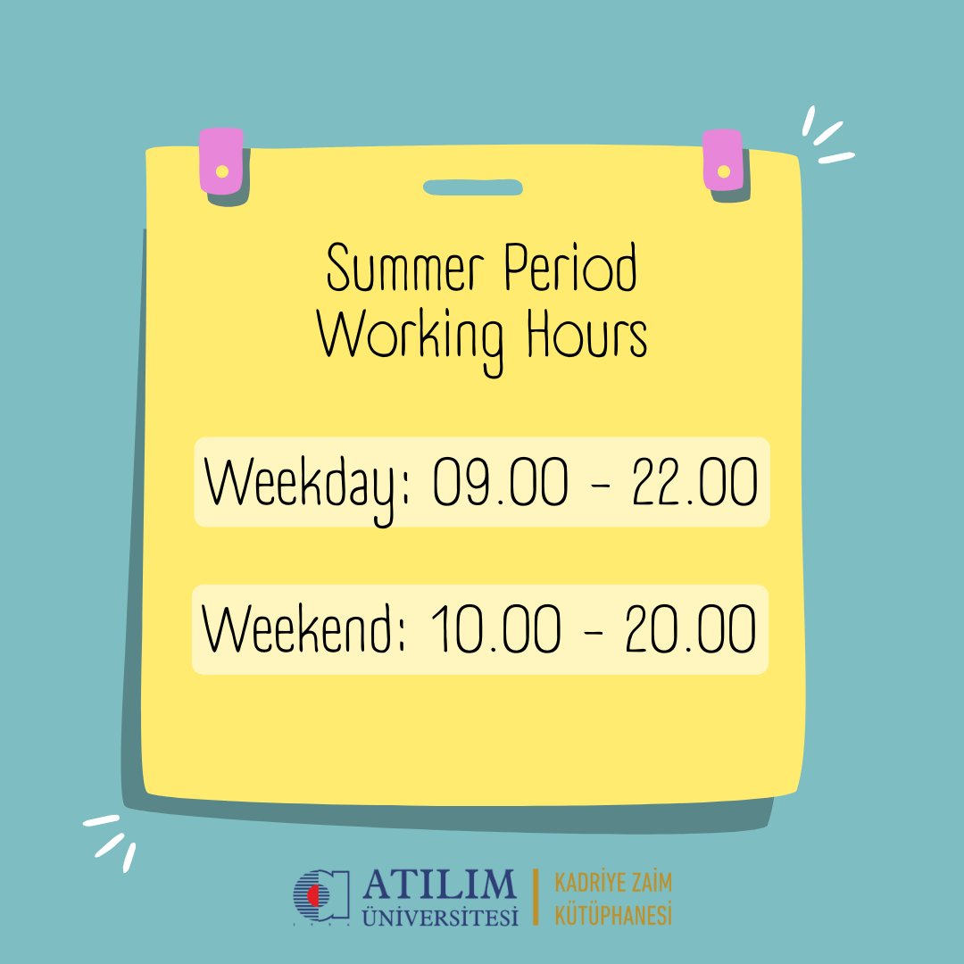 atilimlibrary's tweet photo. Yaz döneminde de kütüphanemize bekleriz 😊🌸

You are welcome to our library during summer 😊🌸 https://t.co/SI3TyS3LYv