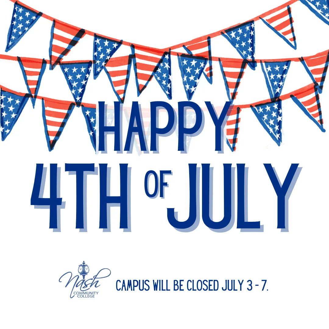 Wishing you a happy and safe 4th of July week!

NCC Campus will be closed Monday, July 3 - Friday, July 7. The campus will re-open on Monday, July 10.