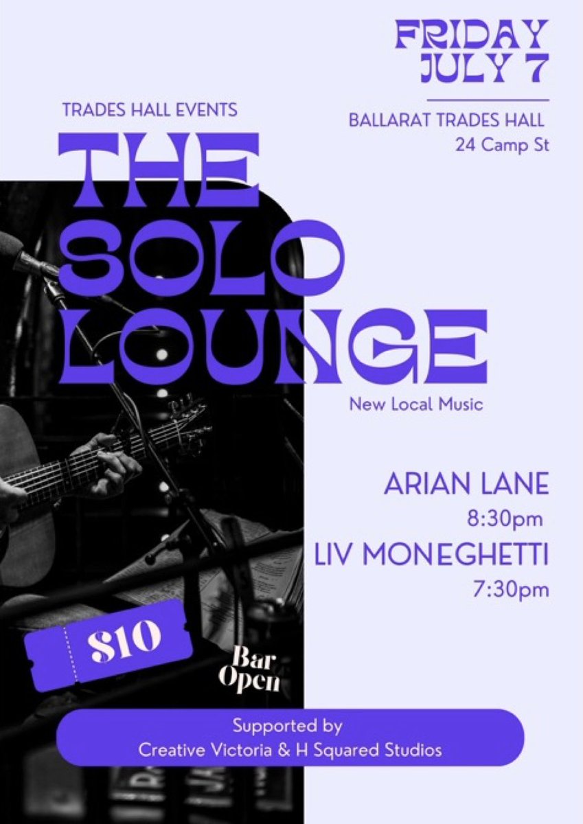 rexhardware's tweet image. The Solo Lounge is a new concert experience at Ballarat Trades Hall. See lush performances on comfy new seating in our 1887 Heritage listed Hall. 
#Ballaratmusic #Ballarat #TradesHall #UnionsBallarat