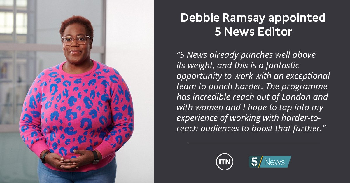 We're delighted to announce that Debbie Ramsay has been appointed as Editor of @5_News. Debbie joins from Channel 4 and will take up her new role in the Autumn. More > itn.co.uk/media-centre/i…