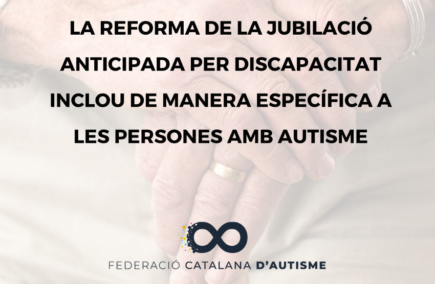 ❗️El Consell de Ministres ha aprovat la reforma de la jubilació anticipada per discapacitat, que inclou l'autisme.

👉  Considerem que és un avenç per als drets de les persones amb autisme treballadores, però que no és suficient.

Llegeix l'article: bit.ly/3JHJbXv