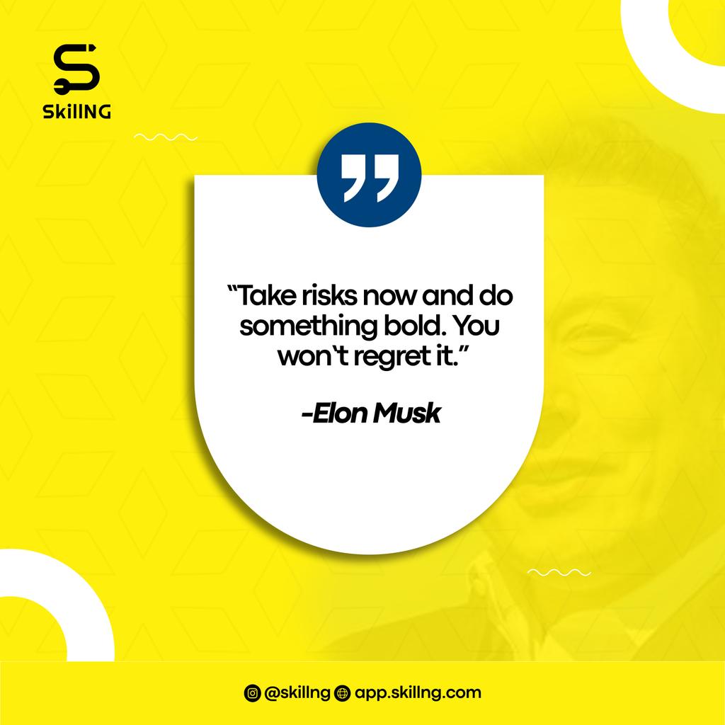 skill_ng's tweet photo. Hey Techie,
Be bold and fearless in your pursuit!!!
Happy New Week
Have a productive week ahead.
#productive #newweek #ibadan #SkillNG #explore #risktaker #mondaymotivation #tech https://t.co/wSC6EYInrS